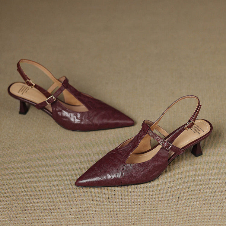 Ewa&Co™ Czarne Skórzane Szpilki Autentyczne