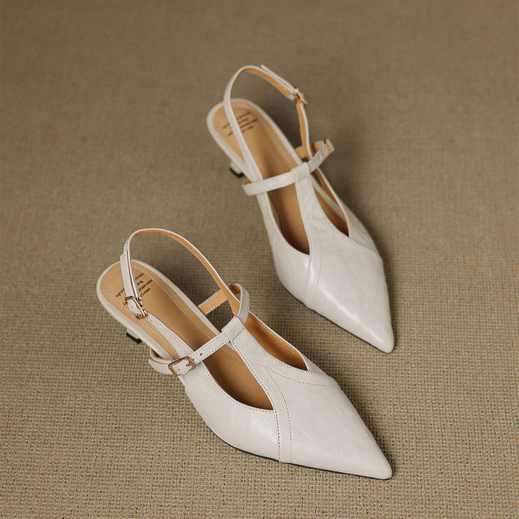 Ewa&Co™ Czarne Skórzane Szpilki Autentyczne