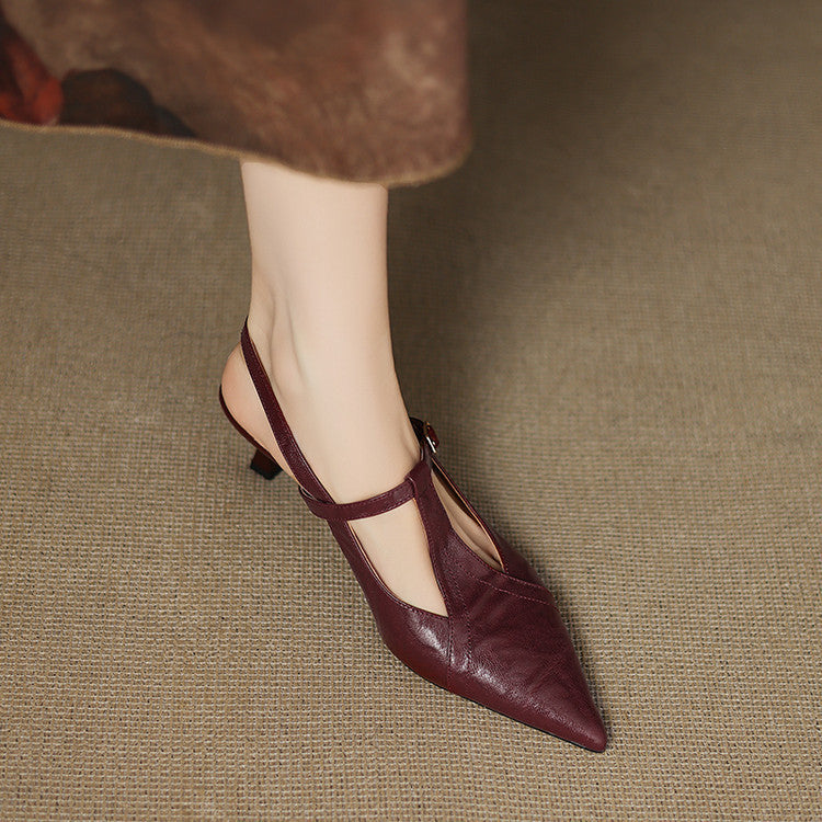 Ewa&Co™ Czarne Skórzane Szpilki Autentyczne