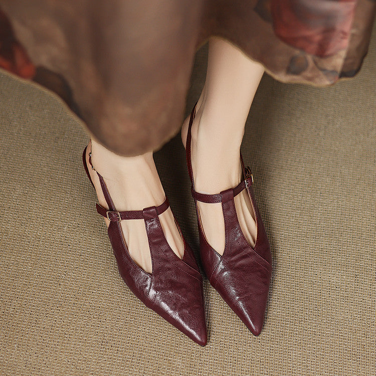 Ewa&Co™ Czarne Skórzane Szpilki Autentyczne