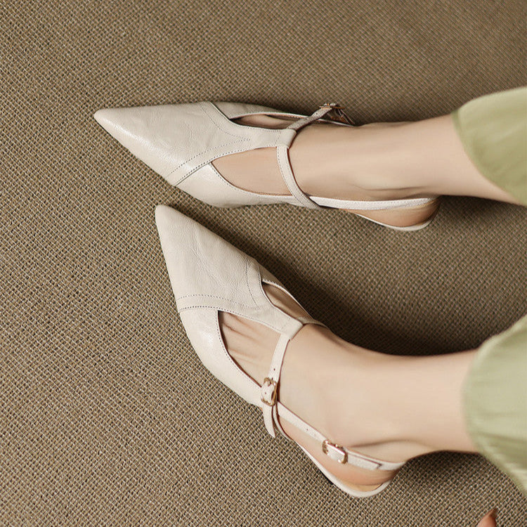 Ewa&Co™ Czarne Skórzane Szpilki Autentyczne