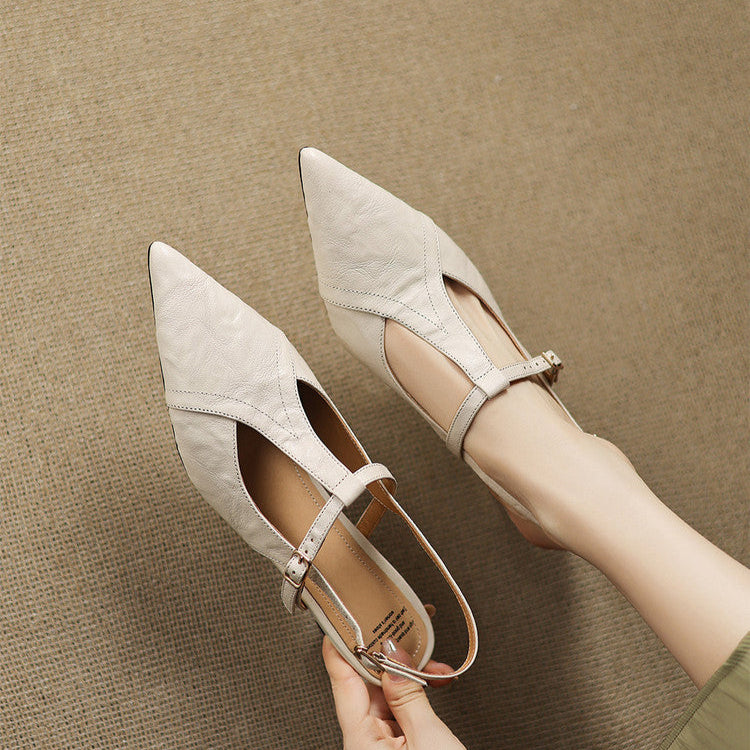 Ewa&Co™ Czarne Skórzane Szpilki Autentyczne