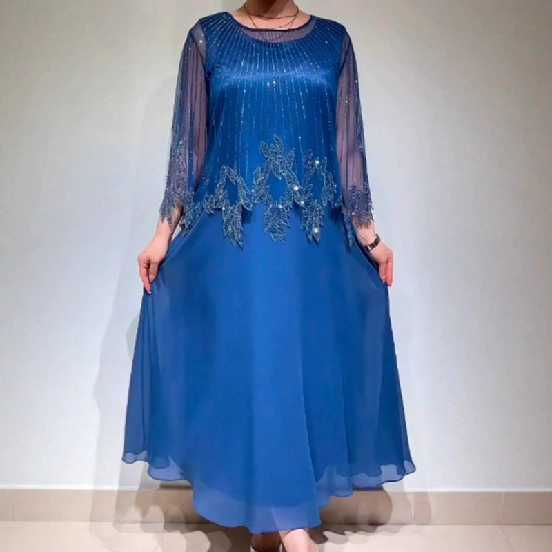 Ewa&Co™ Elegancka, jednokolorowa sukienka z błyszczącą, przezroczystą warstwą wierzchnią