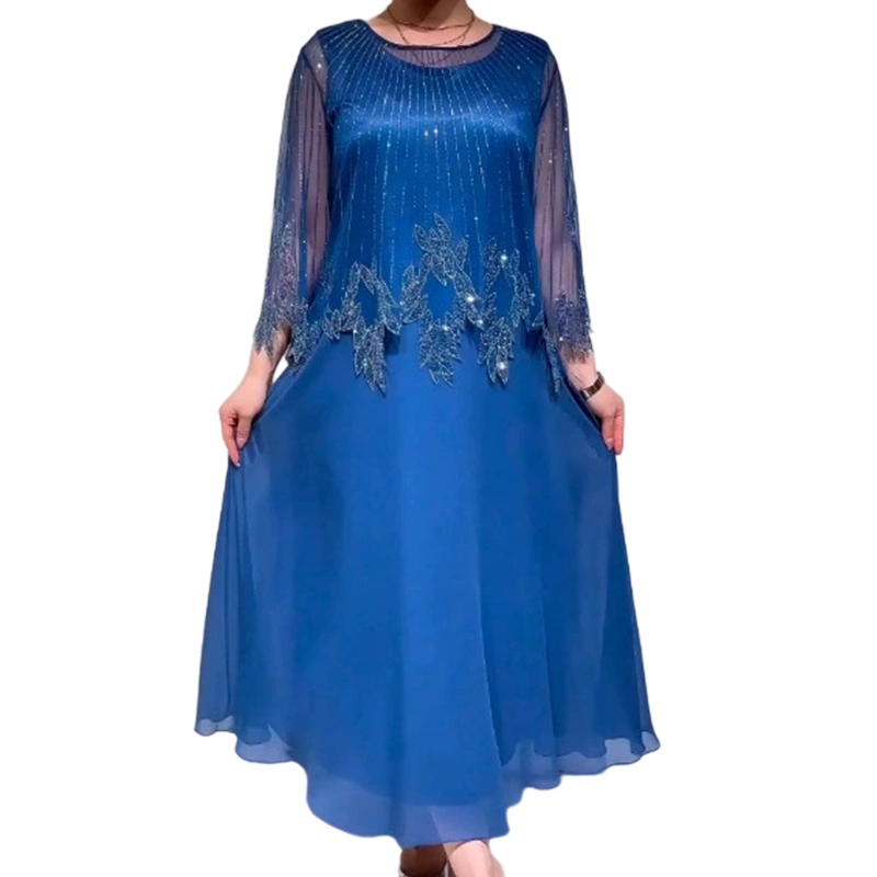 Ewa&Co™ Elegancka, jednokolorowa sukienka z błyszczącą, przezroczystą warstwą wierzchnią