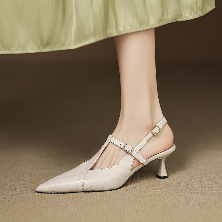 Ewa&Co™ Czarne Skórzane Szpilki Autentyczne