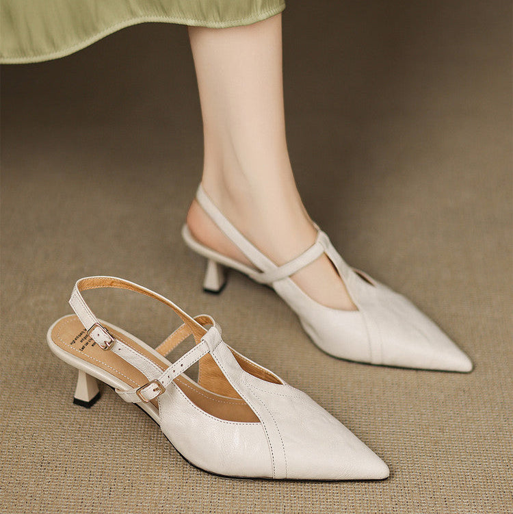 Ewa&Co™ Czarne Skórzane Szpilki Autentyczne