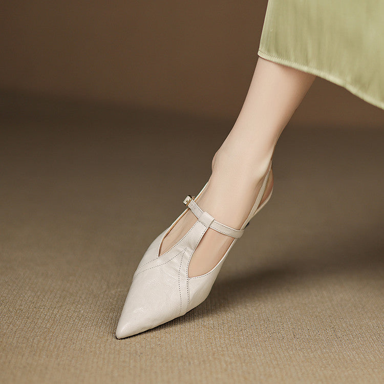 Ewa&Co™ Czarne Skórzane Szpilki Autentyczne