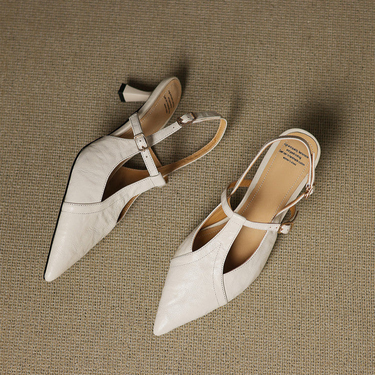 Ewa&Co™ Czarne Skórzane Szpilki Autentyczne