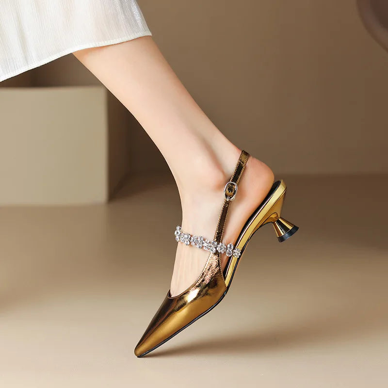 Ewa&Co™ Eleganckie buty na niskim obcasie Crysel