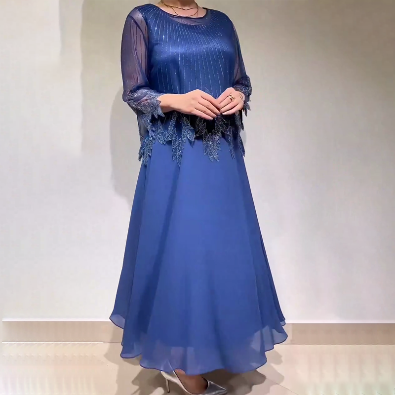 Ewa&Co™ Elegancka, jednokolorowa sukienka z błyszczącą, przezroczystą warstwą wierzchnią