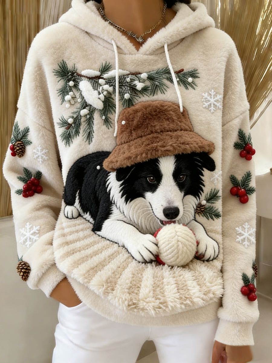 Ewa&Co™ Damska wygodna flanelowa bluza z kapturem Retro Animal Art Print