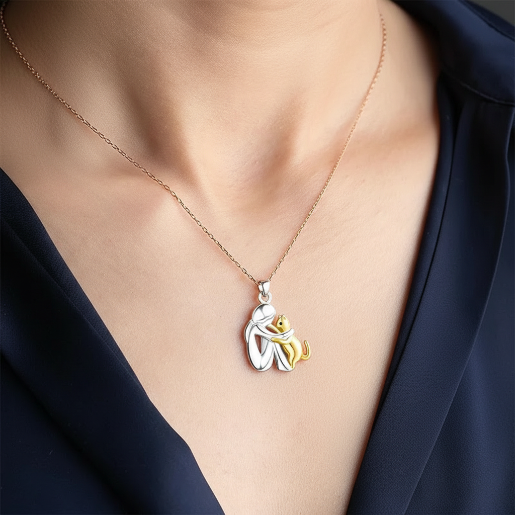 Ewa&Co™  Naszyjnik z wisiorkiem w kształcie kota